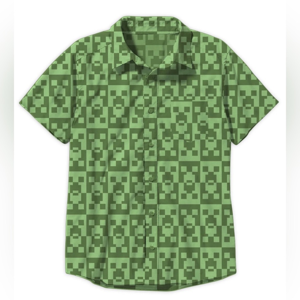 Minecraft Boys All Over Print Short Sleeve Button-Up Shirt